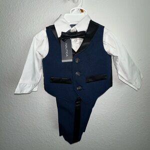 Nautica Baby Boys 4-Piece Set with Dress Shirts, Vests, Pants, and Bow Ties NWT